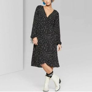 Wild Fable Long Sleeved Black Star Patterned dress